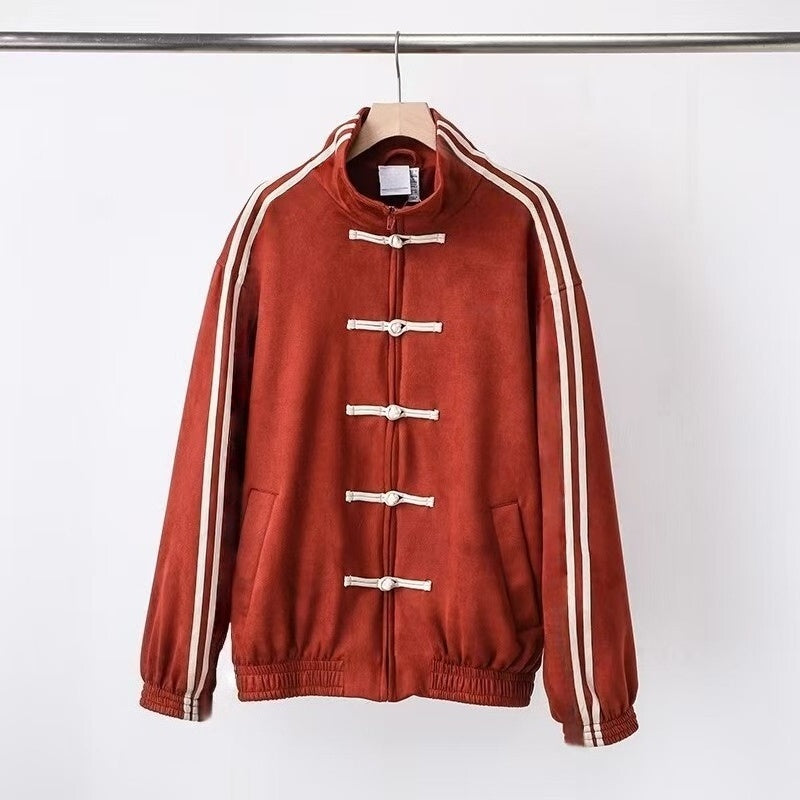 T588-869  Chinese style stand up collar buttoned jacket loose jacket