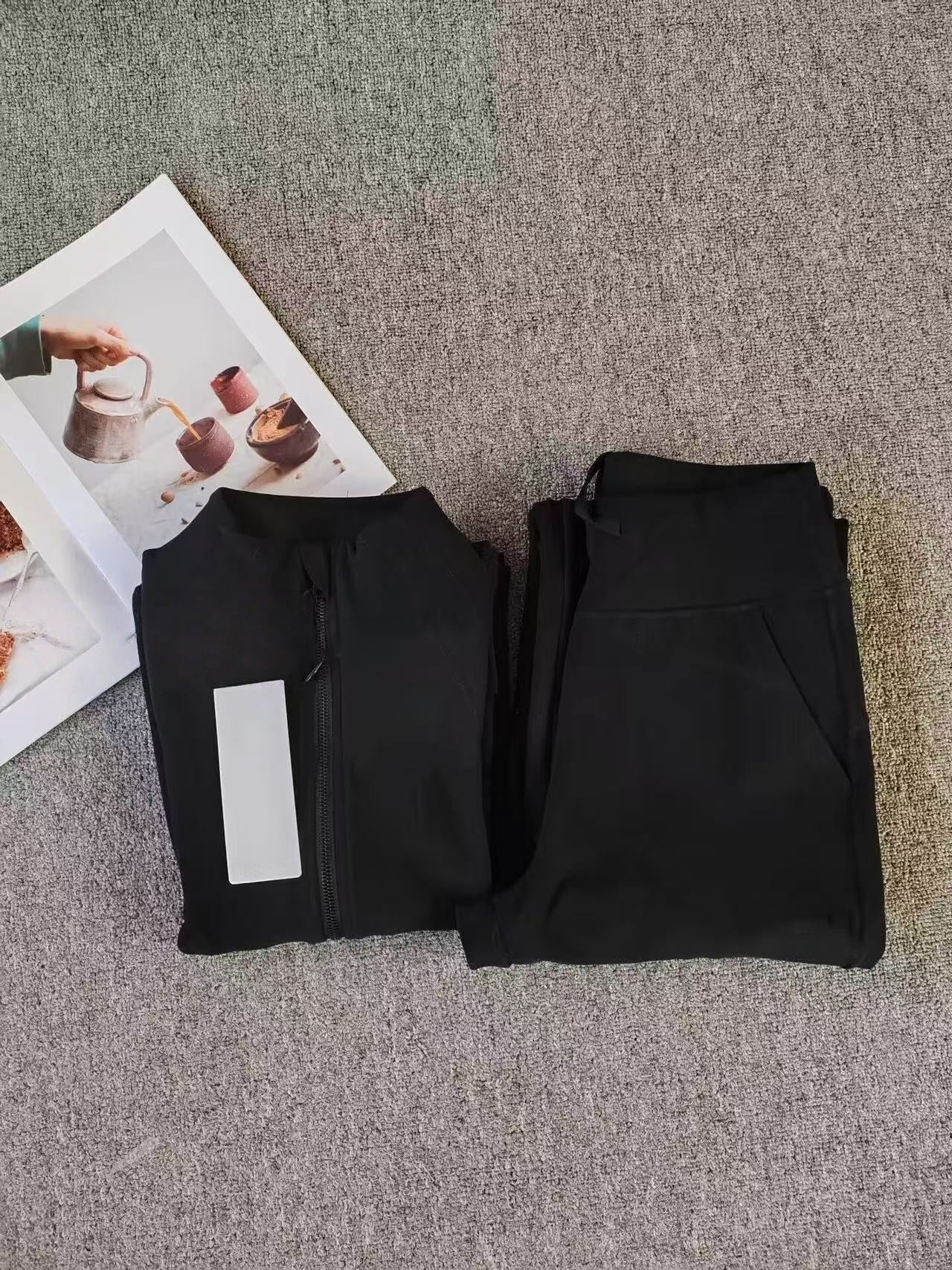 T588-829  Zipper Sports Solid Color Set for Women