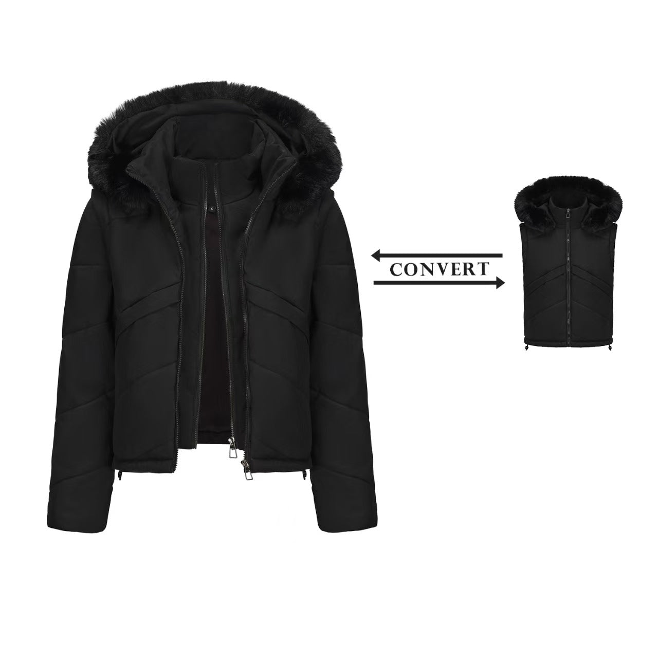T588-711   Fake two fashionable short hooded jackets-GYYF