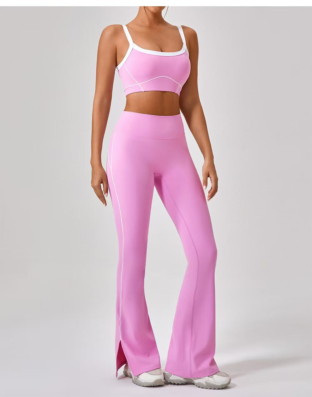 T588-214  Shoulder straps, contrasting colors, pants, shorts, yoga clothes, camisoles, fitness clothes
