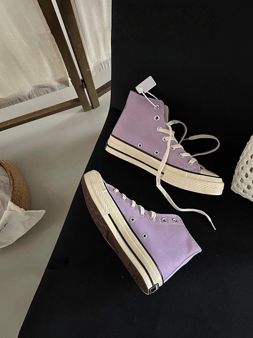 T588-870 Casual flat bottomed board shoes with high tops