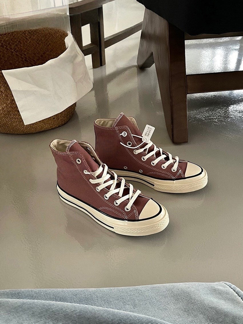 T588-870 Casual flat bottomed board shoes with high tops