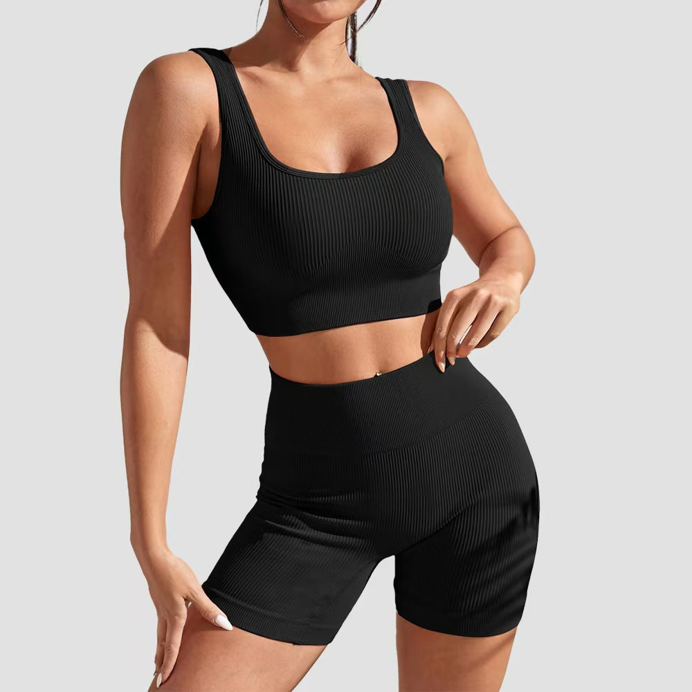 T588-998 Yoga fitness tight fitting short sleeved shorts set