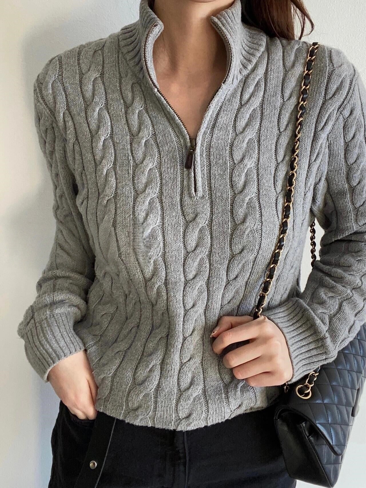 T588-876 Half zip Knitted Sweater Spring and Autumn Edition