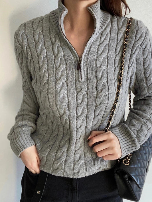 T588-876 Half zip Knitted Sweater Spring and Autumn Edition