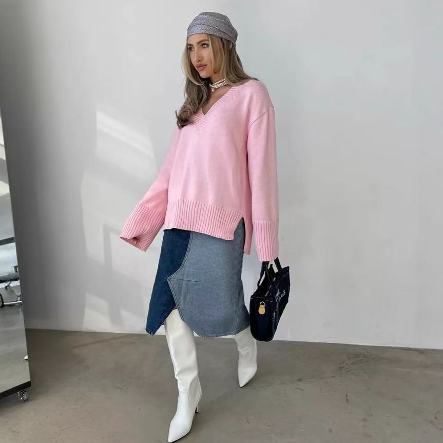 T588-740   Fashion women's tops, colored sweaters, knitted for autumn and winter