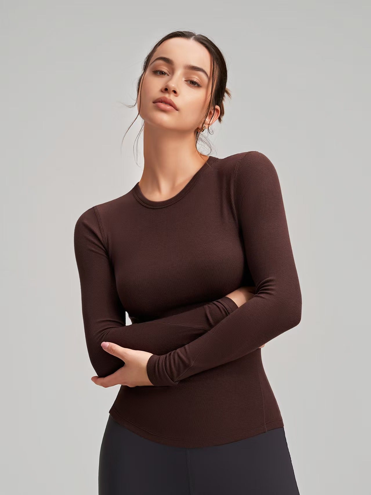 T588-1080 Yoga fitness clothing, long sleeves, slim fit, outdoor