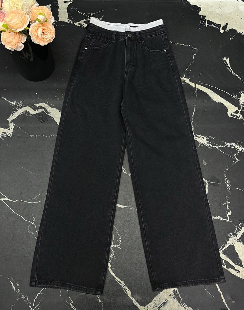 T588-853 High waisted, loose and wide leg new jeans