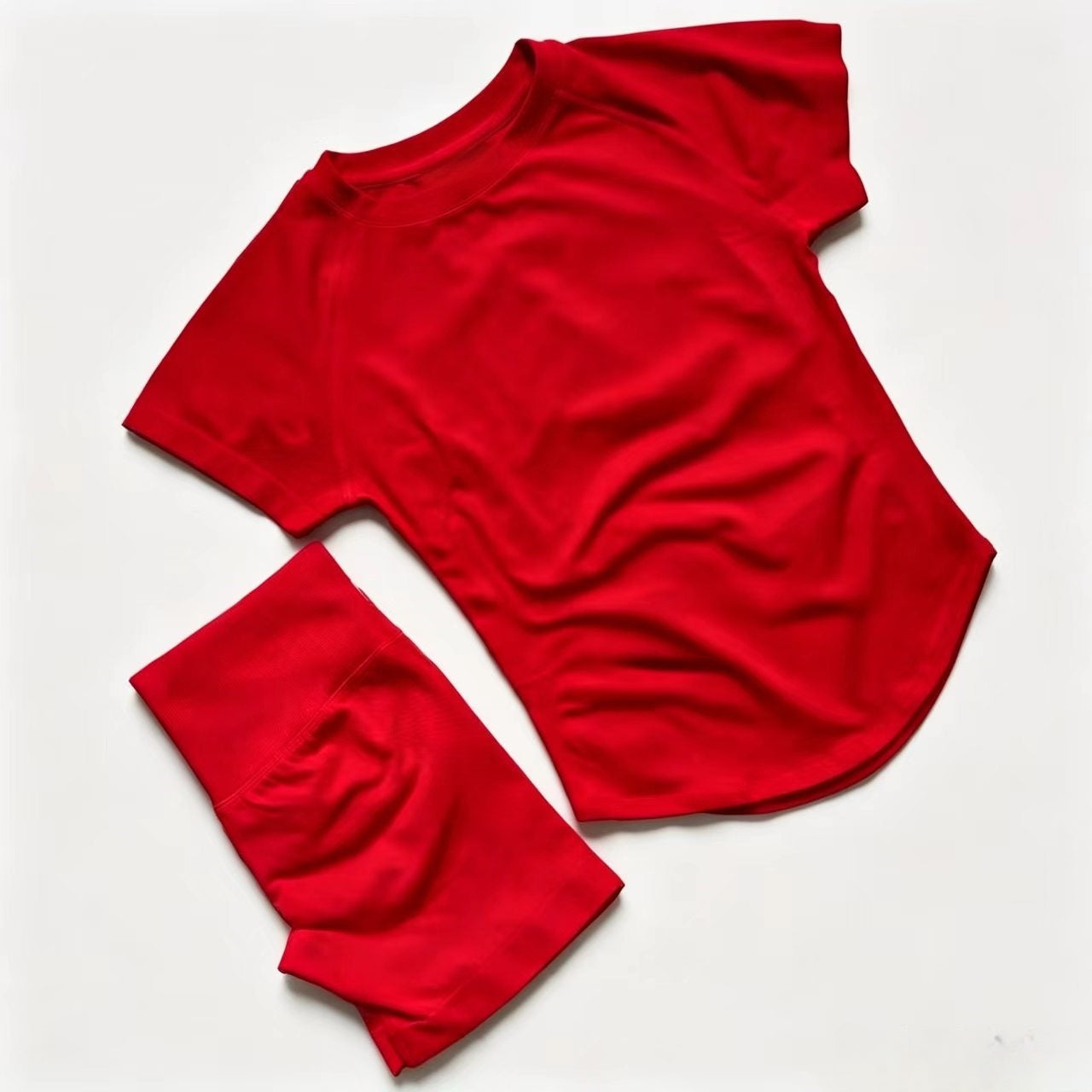 T588-1155 Breathable sports short sleeved shorts set, training exercise yoga fitness suit