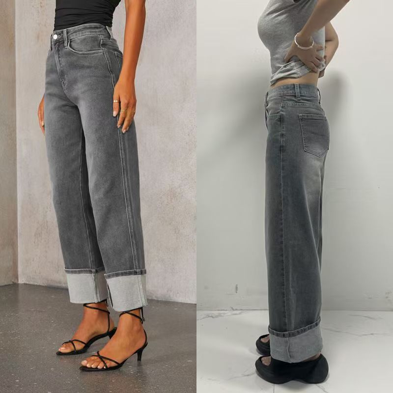 T588-745 High waisted wide leg loose jeans -GYYF