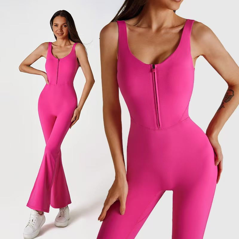 T588-978 Ladies' slim fit hip hugging one-piece zipper pants