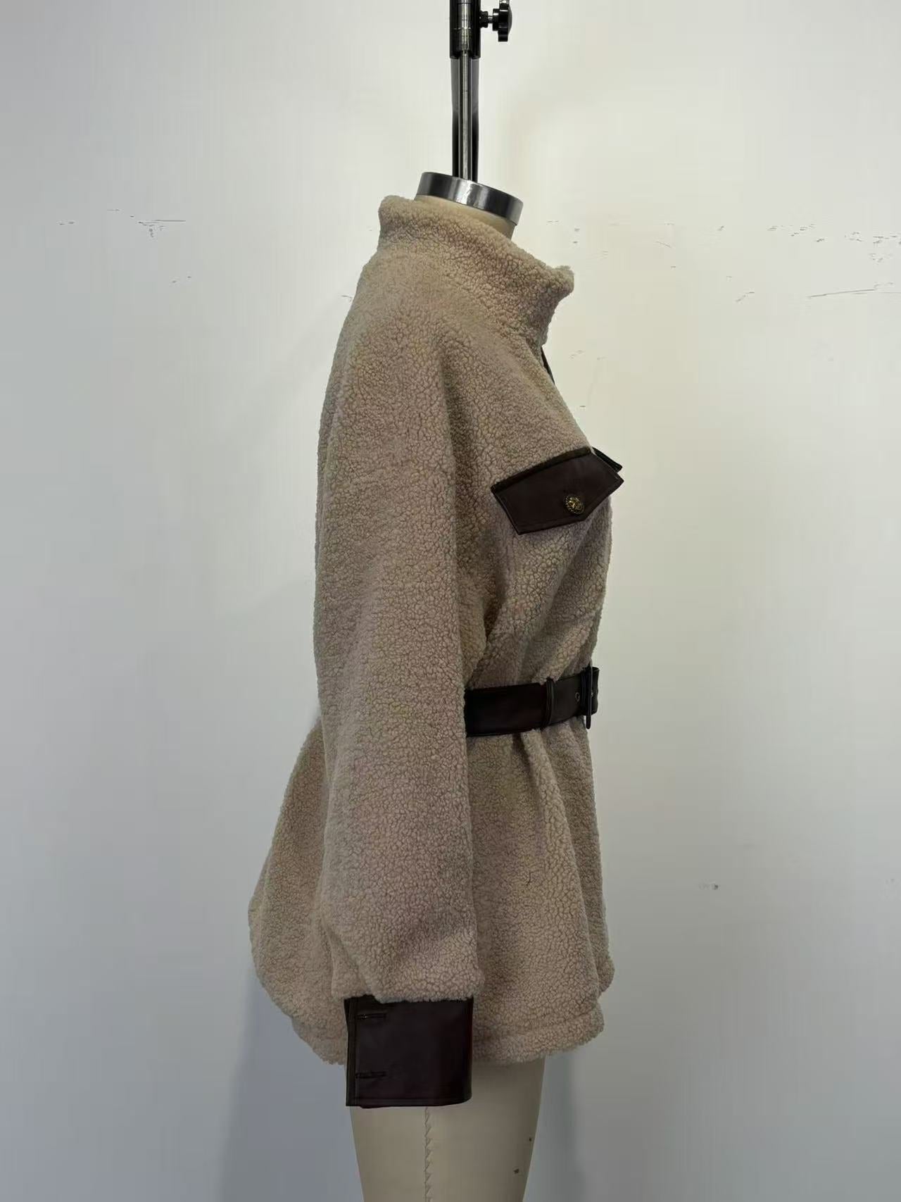 T588-828 Plush coat medium long women's clothing