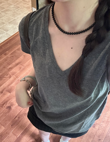 T588-990  Thin short sleeved casual V-neck