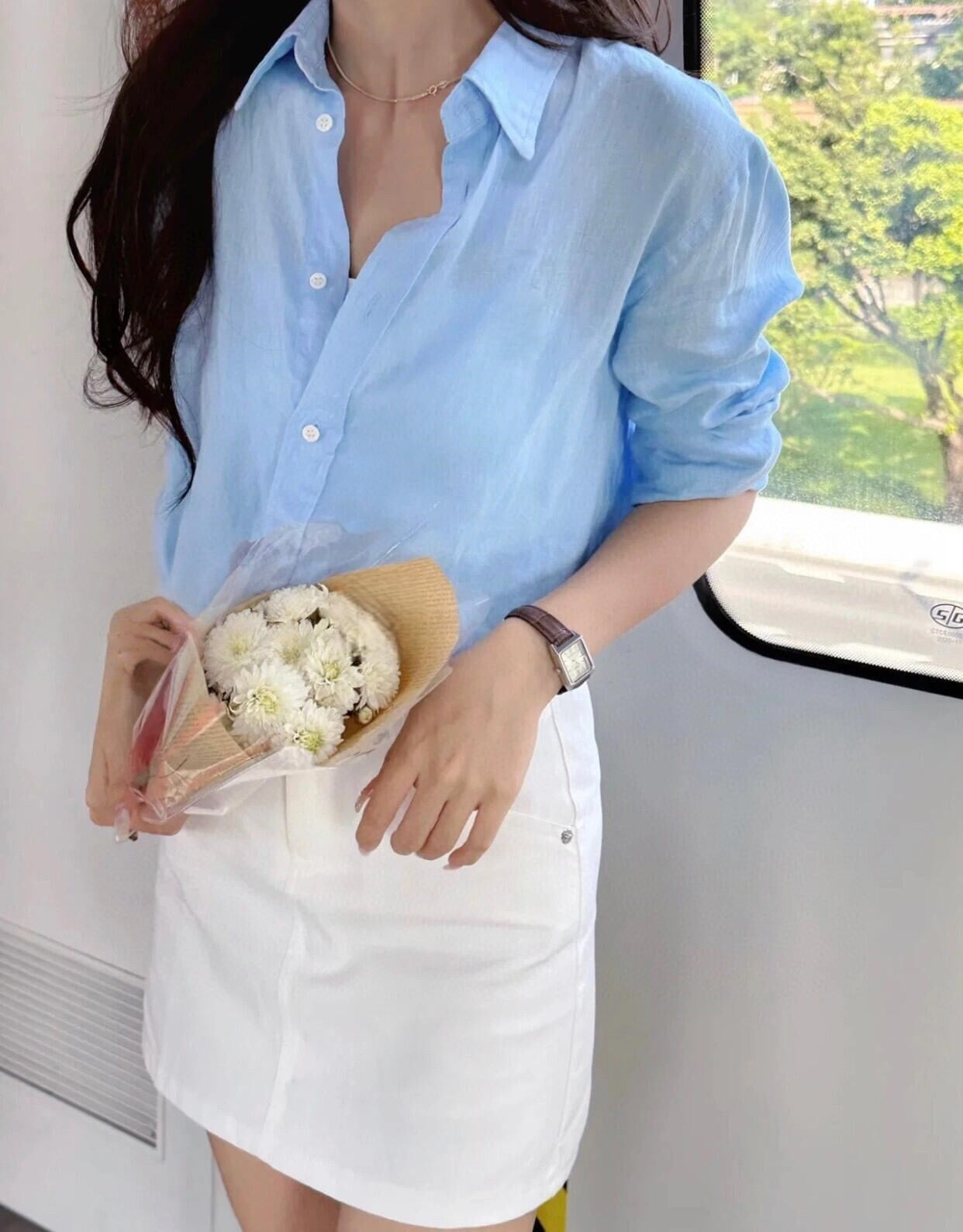 T588-875  Women's long loose casual shirt
