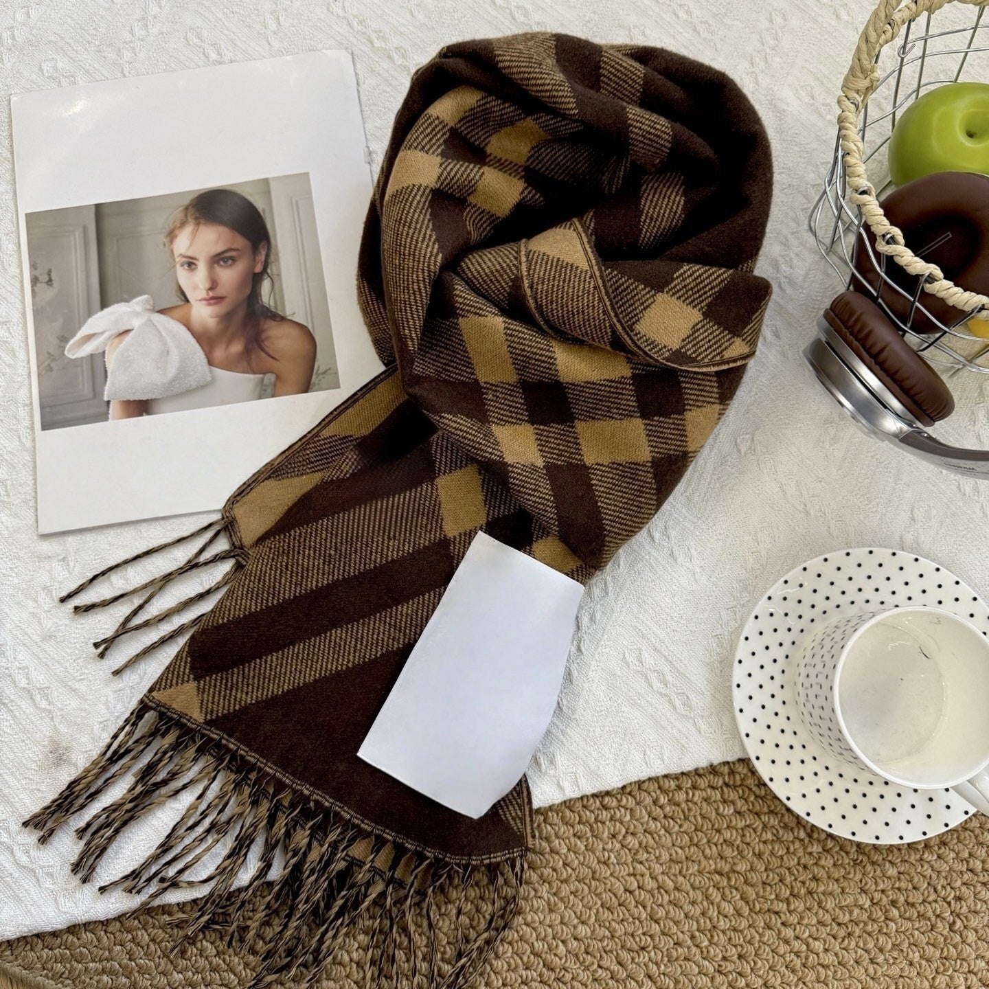 T588-791   Autumn and winter plaid scarf imitation cashmere double-sided thickened plaid