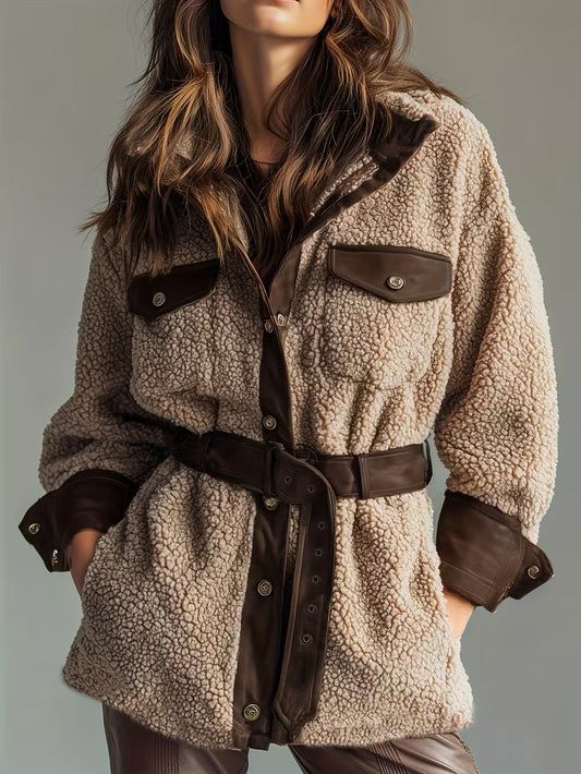 T588-828 Plush coat medium long women's clothing