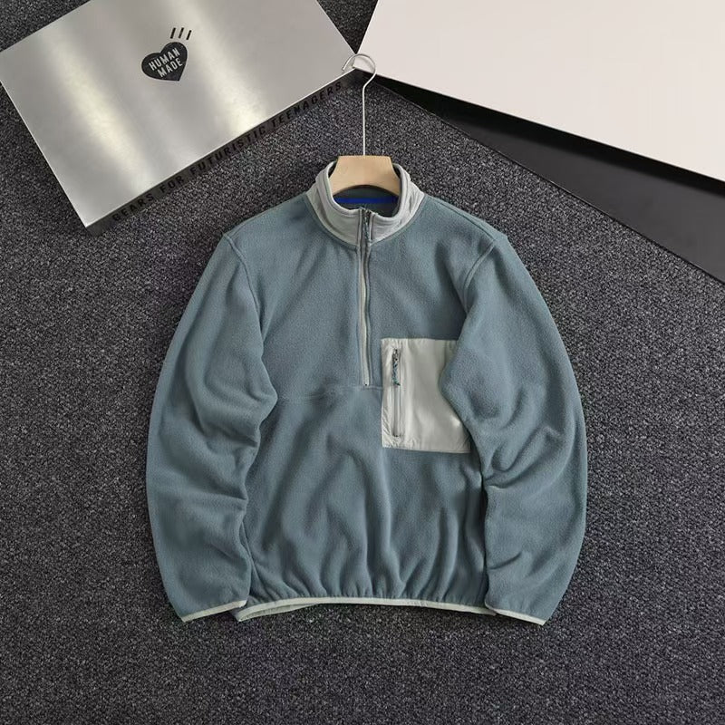 T588-712   Splicing contrasting half zip hoodie-GYYF