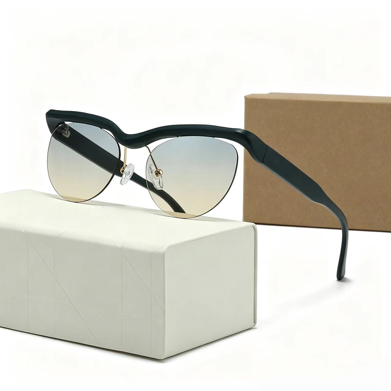 T588-1160 Elliptical personality sunglasses with large frame design