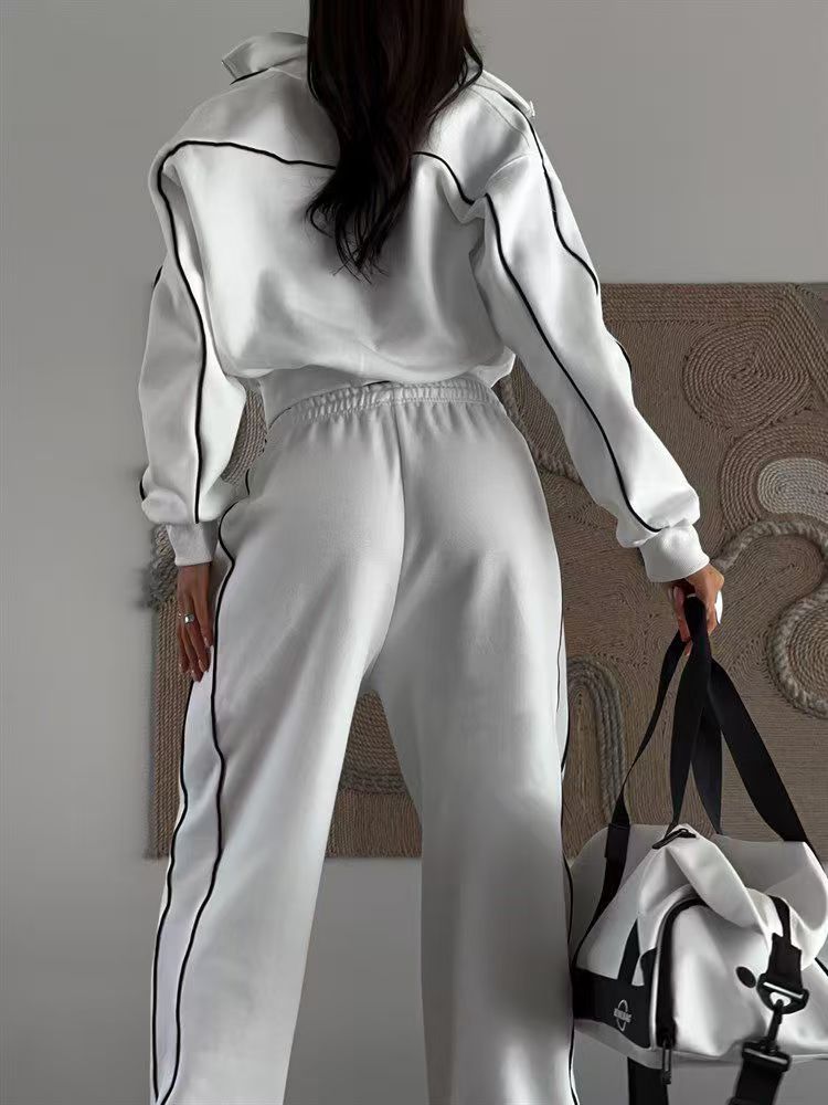 T588-772  Women's zipper cardigan jacket sportswear set