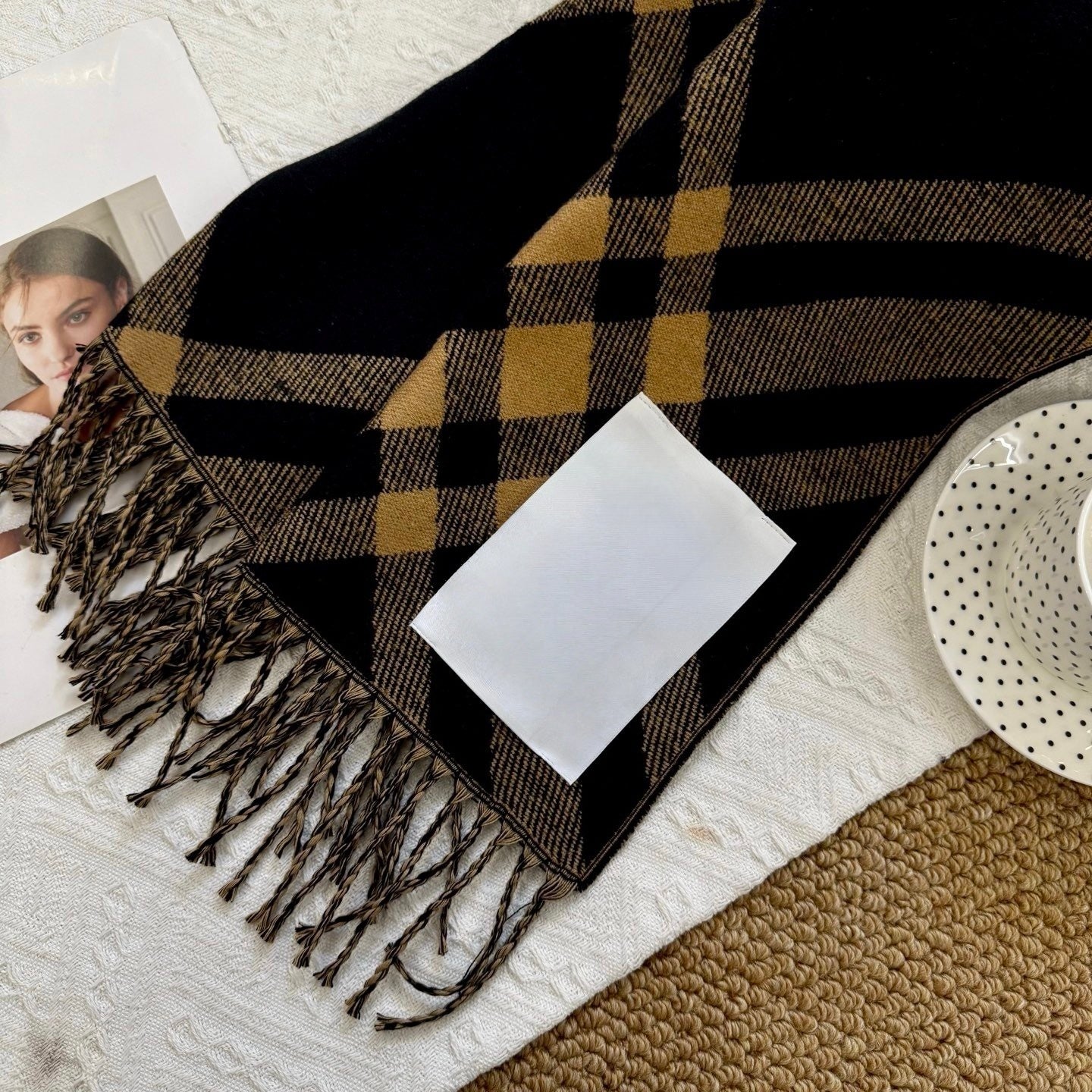 T588-791   Autumn and winter plaid scarf imitation cashmere double-sided thickened plaid