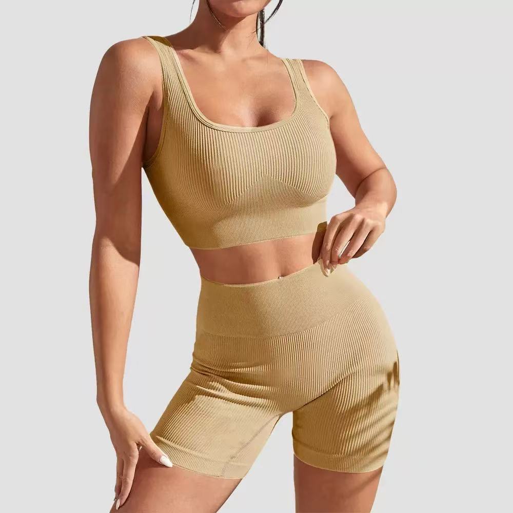 T588-976  Colorful shorts vest set yoga set