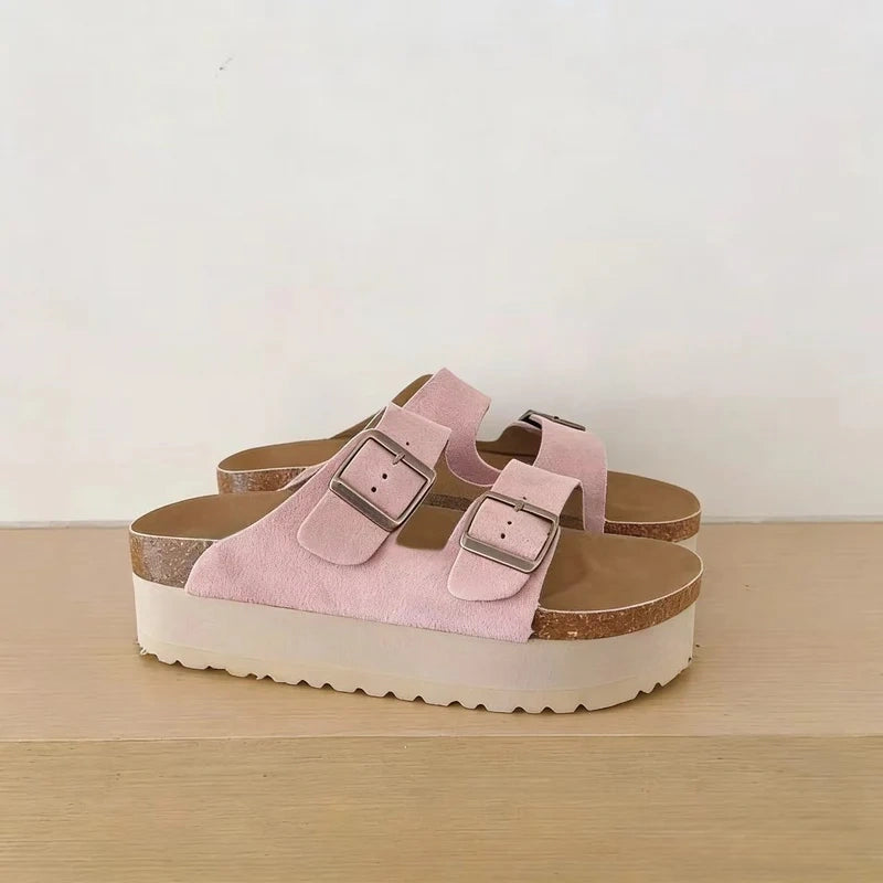 T588-1084 Thick soled sandals without heels for outdoor wear, summer trend