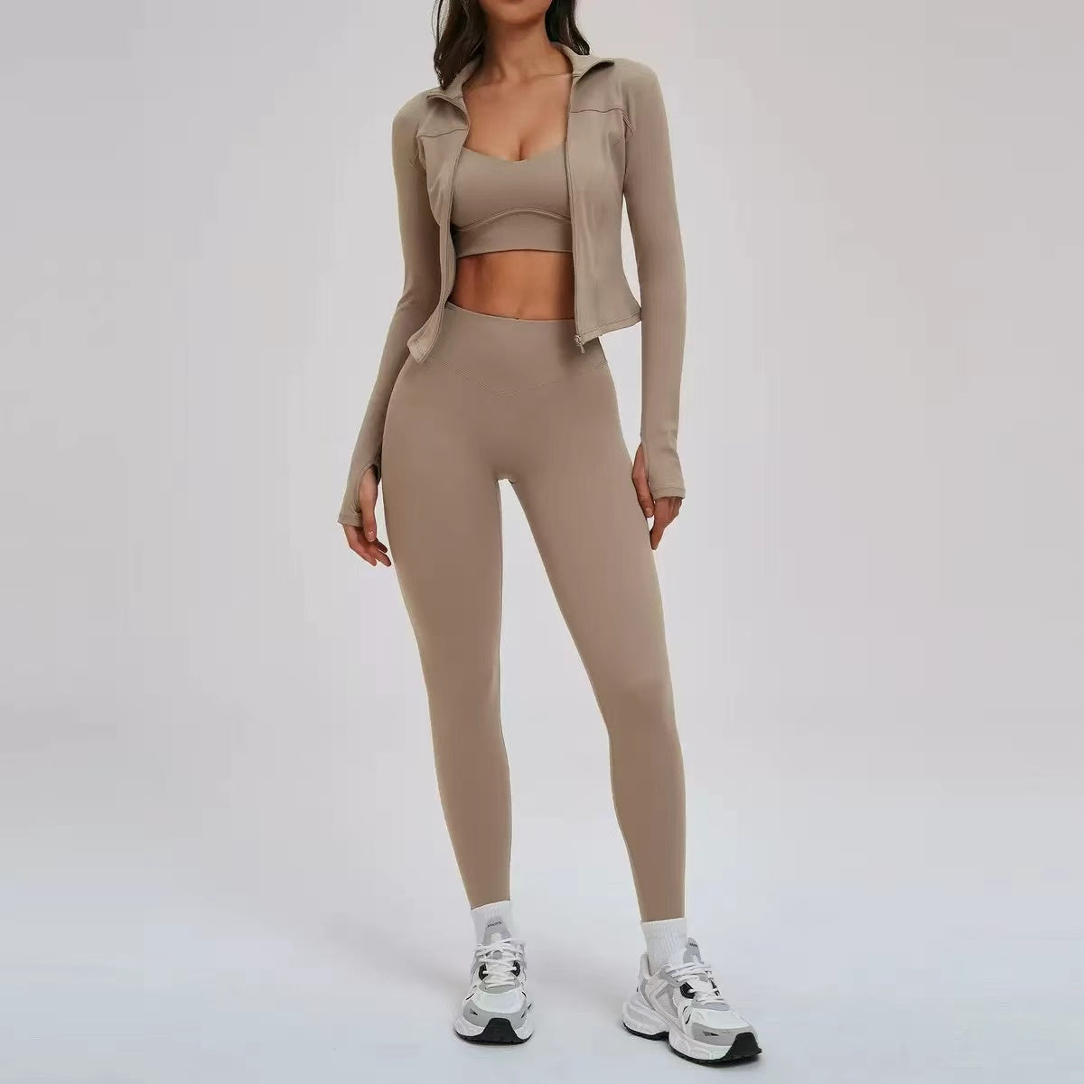 T588-909  Women's Yoga Tight Outdoor Exercise 3-Piece Set