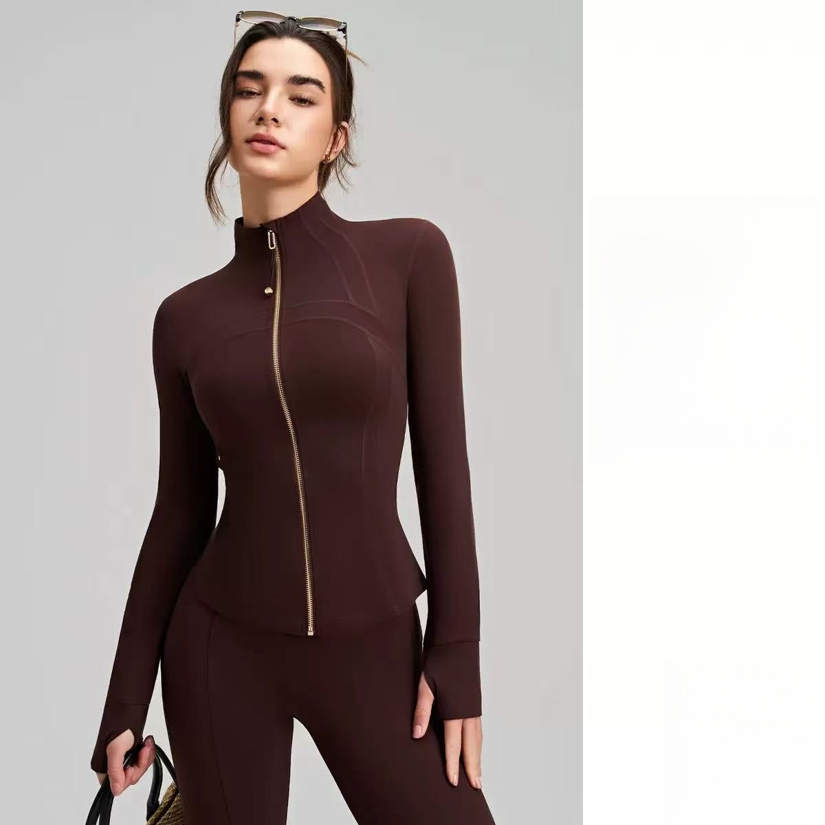 T588-1081 New sports jacket slim fit yoga top long sleeved