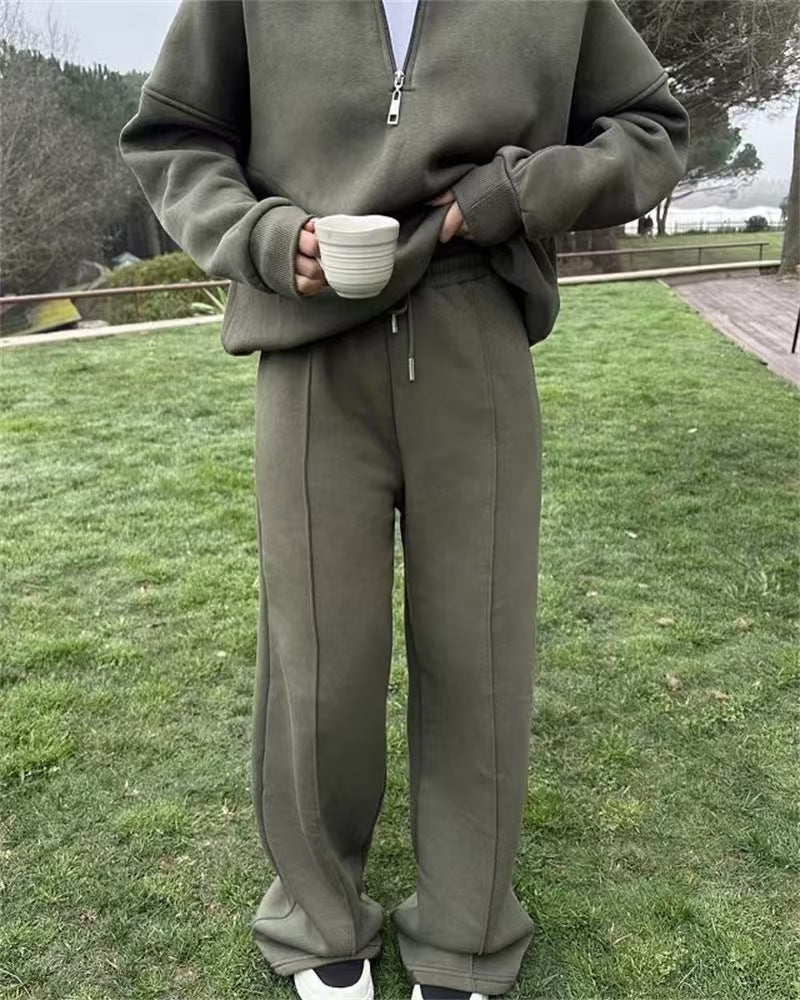 T588-747-Half zip pullover sweatshirt, sweatpants, loose and casual GYYF