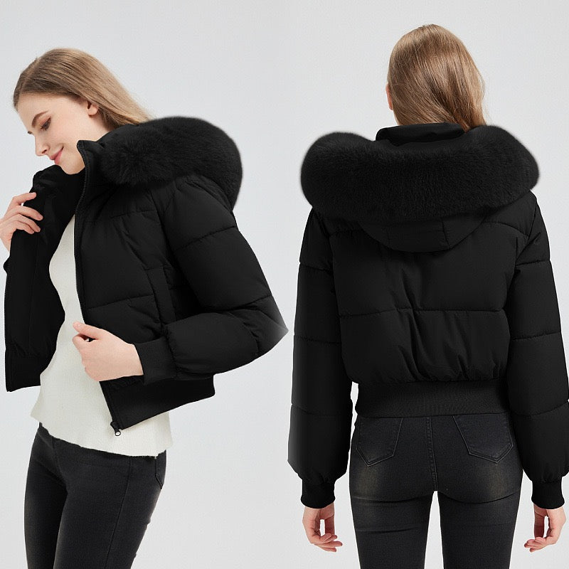 T588-739   Winter women's coat with large fur collar for warmth