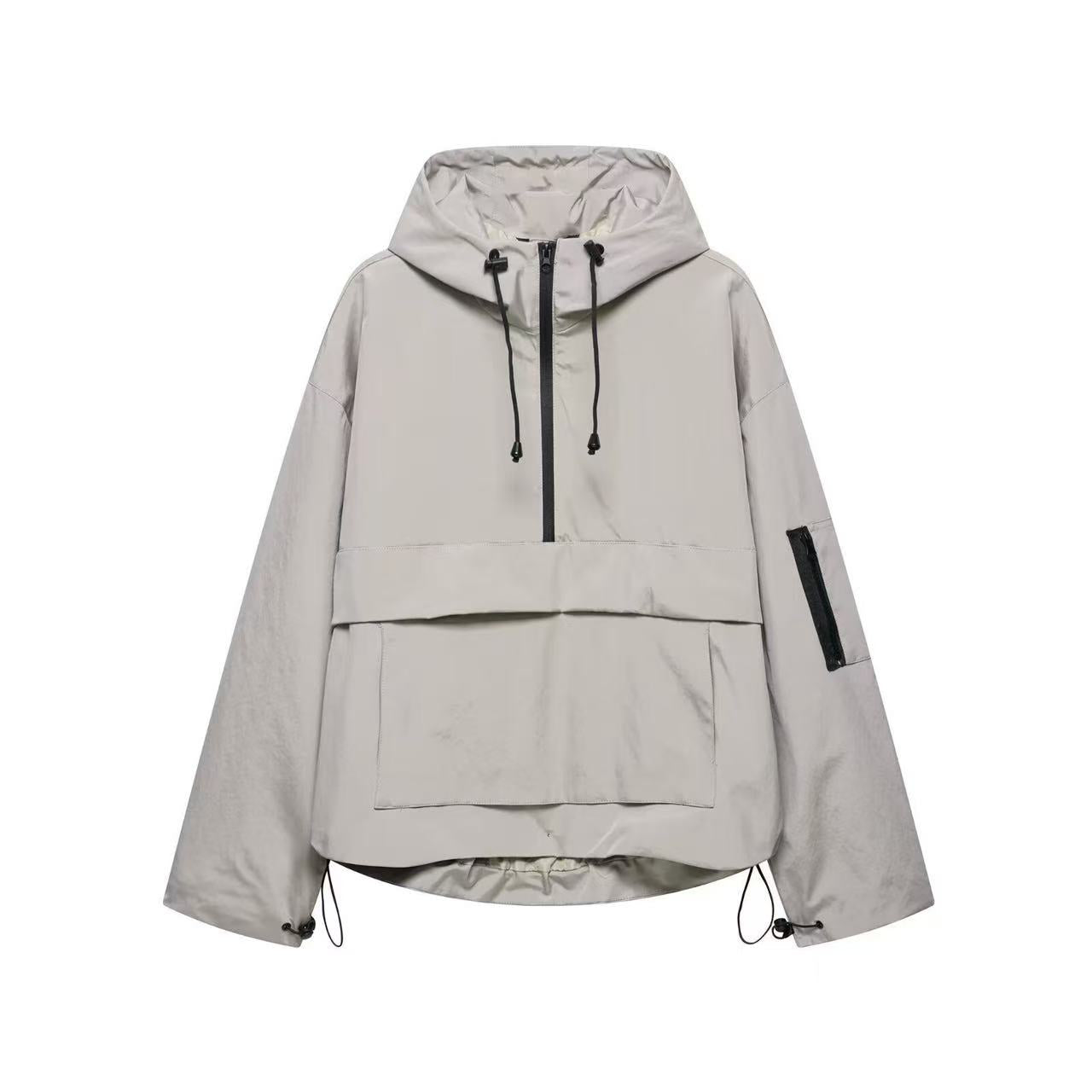 T588-928  Casual sports style semi zipper assault jacket hoodie hooded