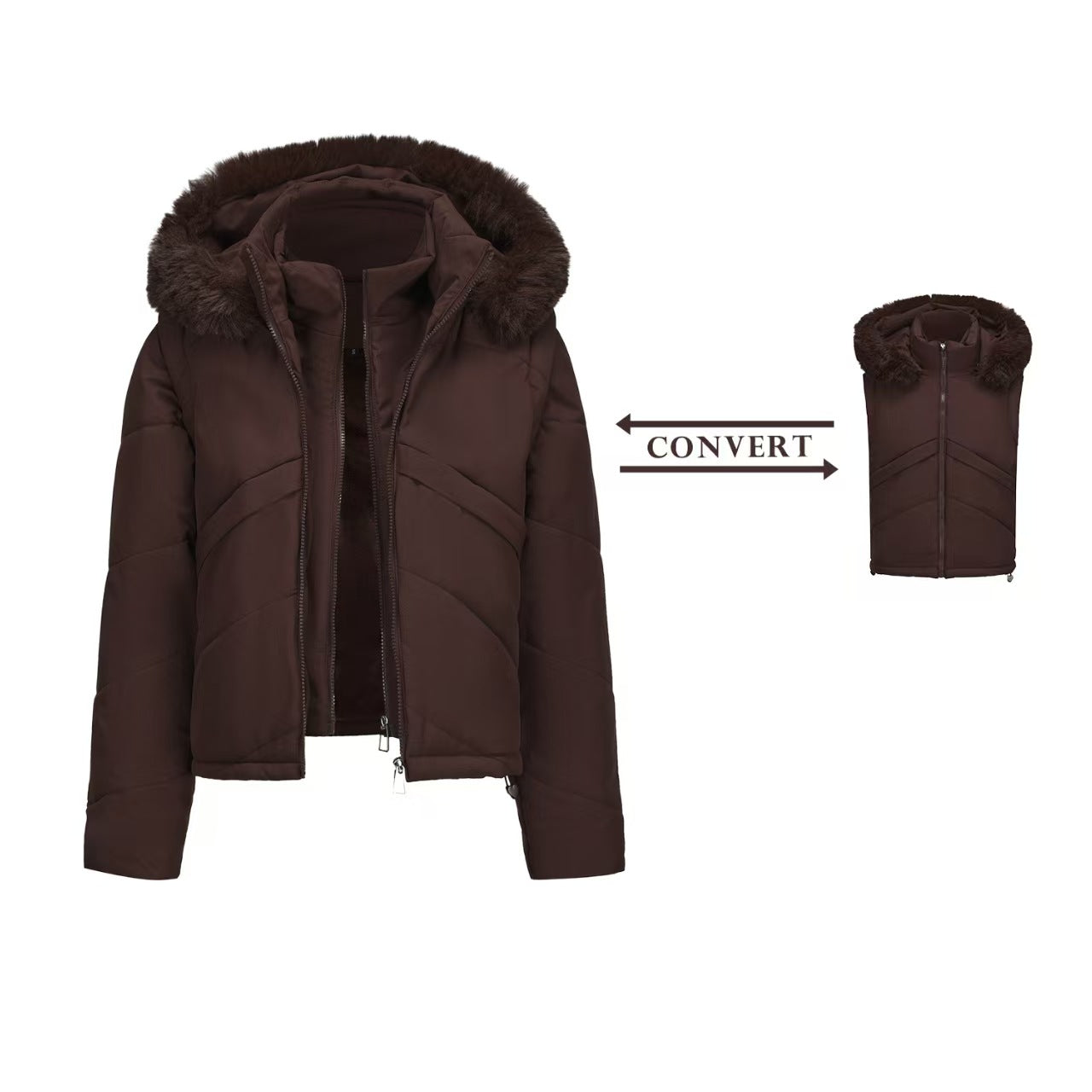 T588-711   Fake two fashionable short hooded jackets-GYYF
