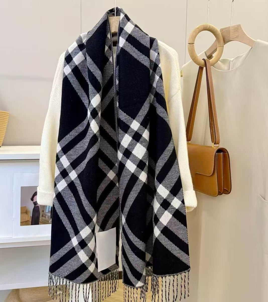 T588-791   Autumn and winter plaid scarf imitation cashmere double-sided thickened plaid