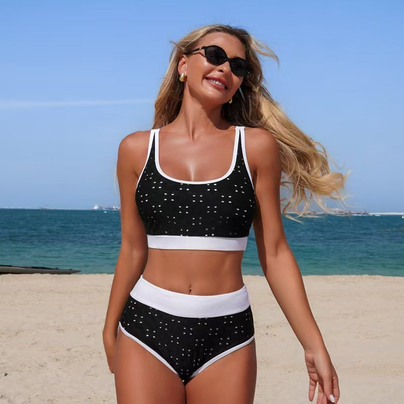 T588-1125   Split swimsuit bikini hole fabric