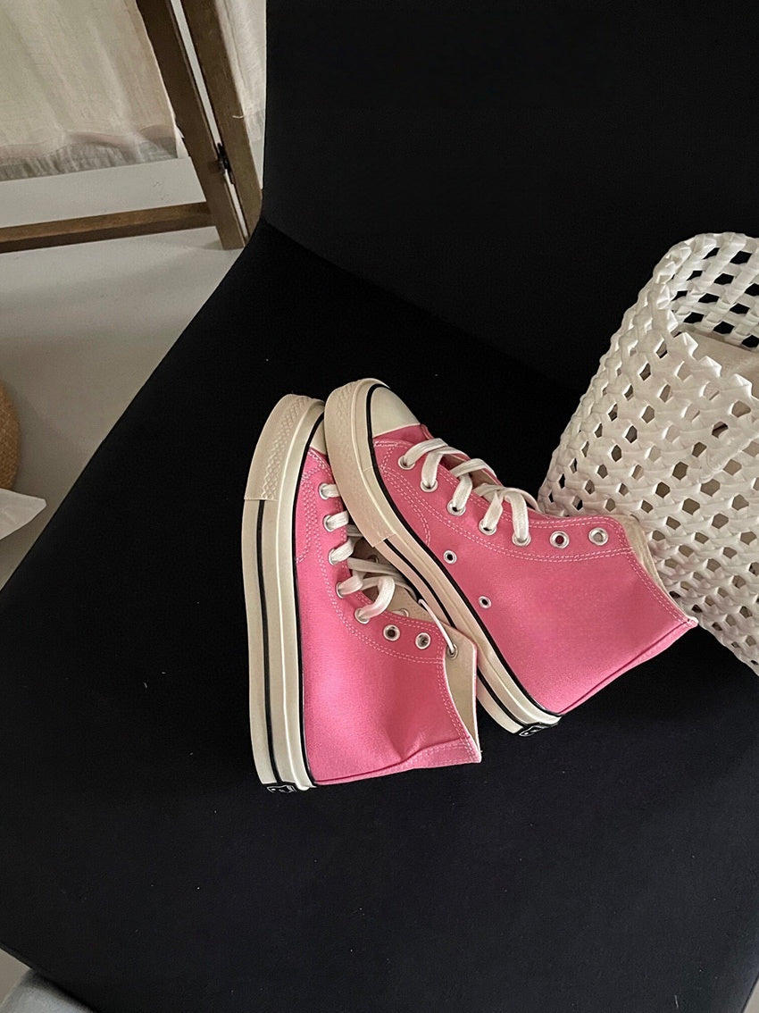 T588-870 Casual flat bottomed board shoes with high tops