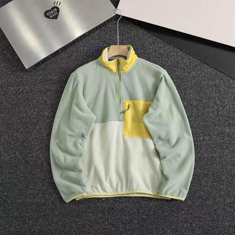 T588-712   Splicing contrasting half zip hoodie-GYYF