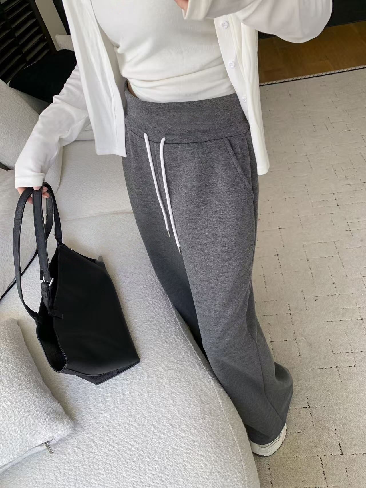 T588-720  Casual wide leg loose classic minimalist sweatpants