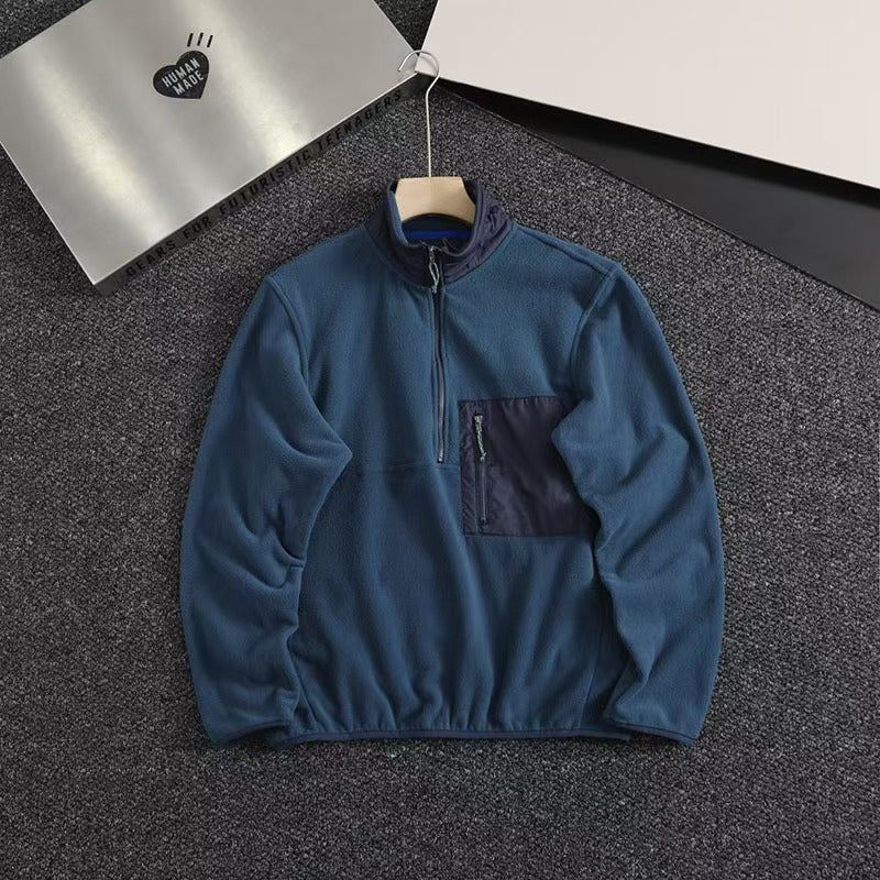 T588-712   Splicing contrasting half zip hoodie-GYYF