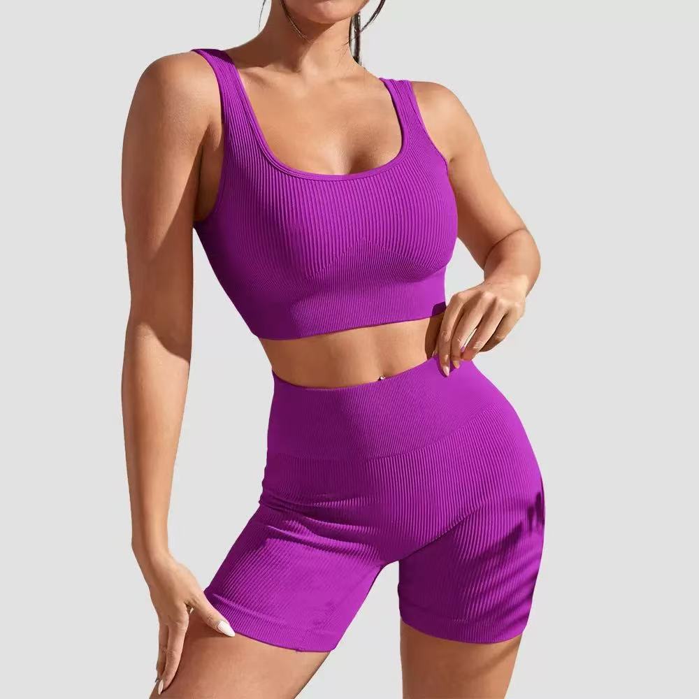 T588-976  Colorful shorts vest set yoga set