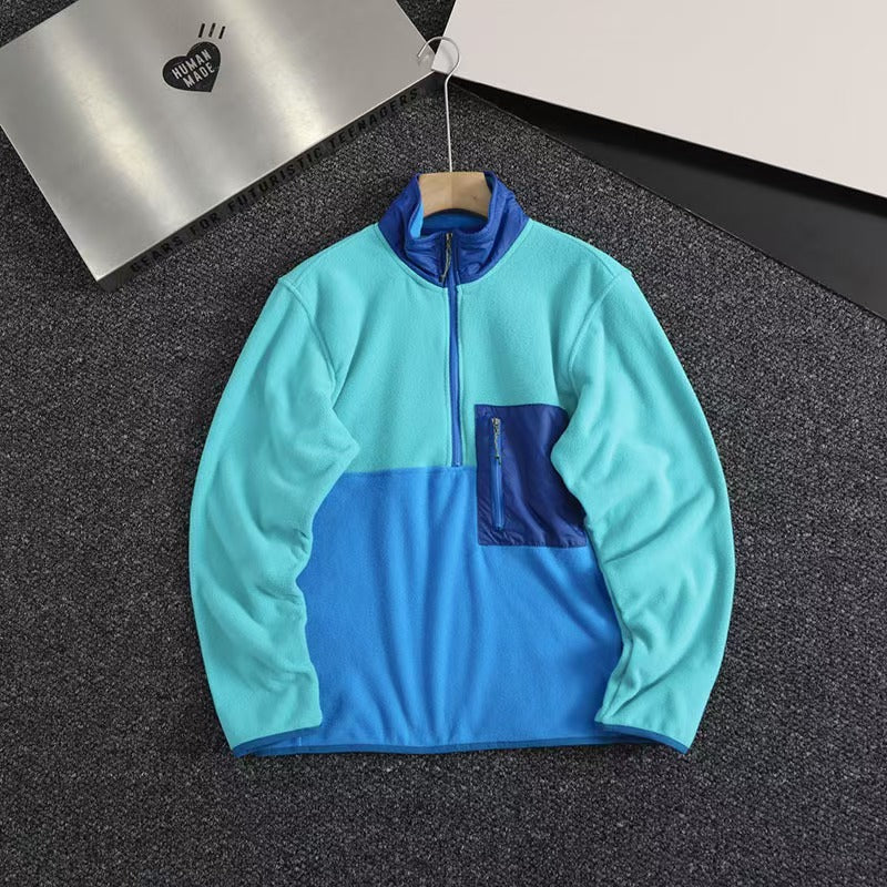 T588-712   Splicing contrasting half zip hoodie-GYYF