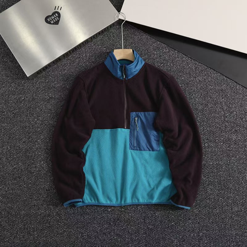 T588-712   Splicing contrasting half zip hoodie-GYYF