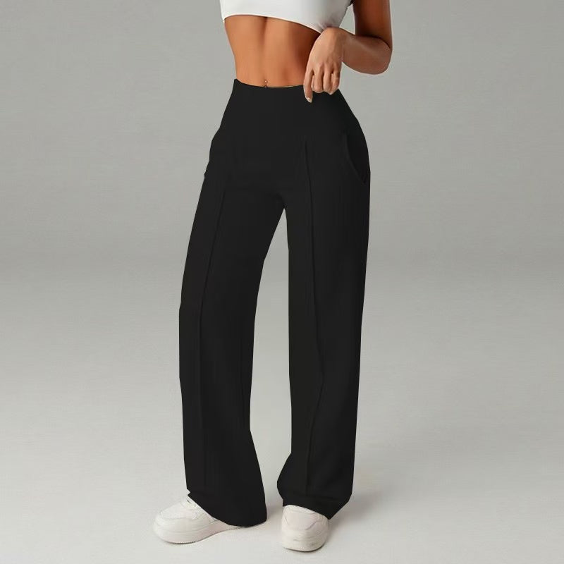 Drawstring tied solid color casual pants  E1270