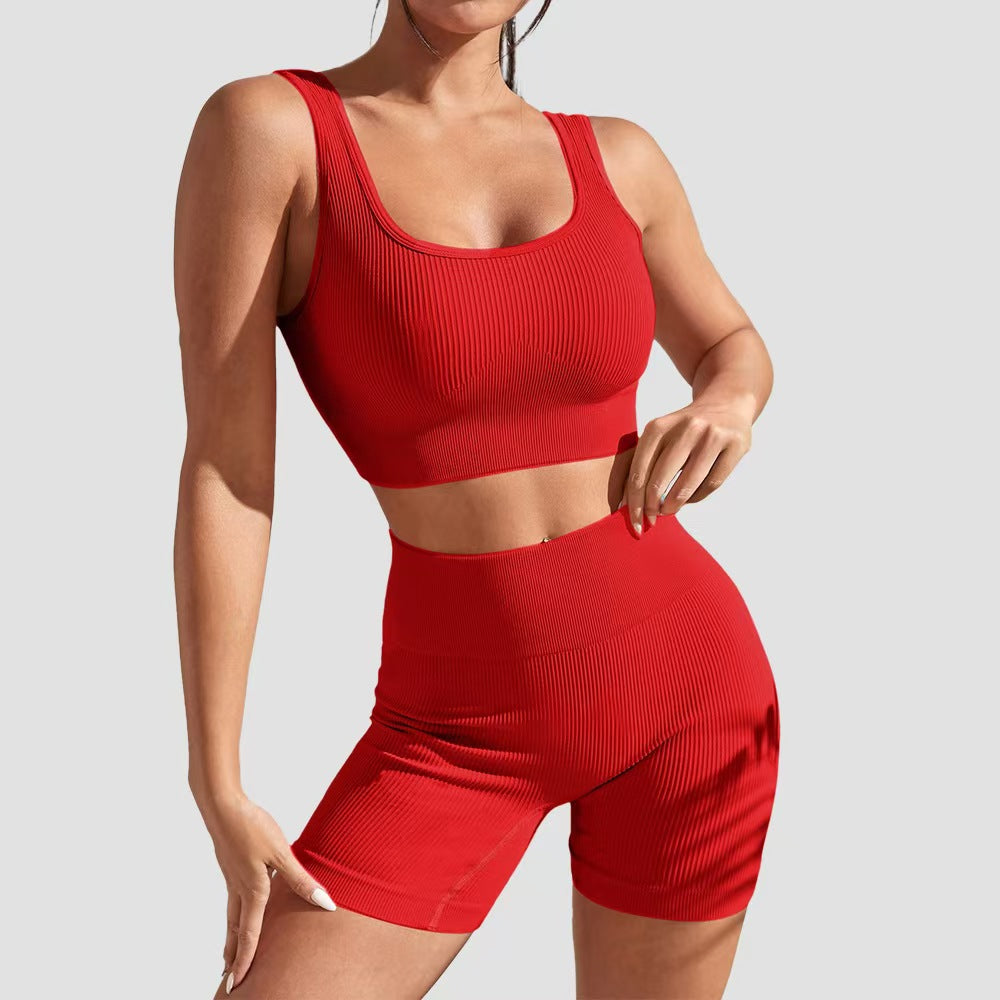 T588-998 Yoga fitness tight fitting short sleeved shorts set