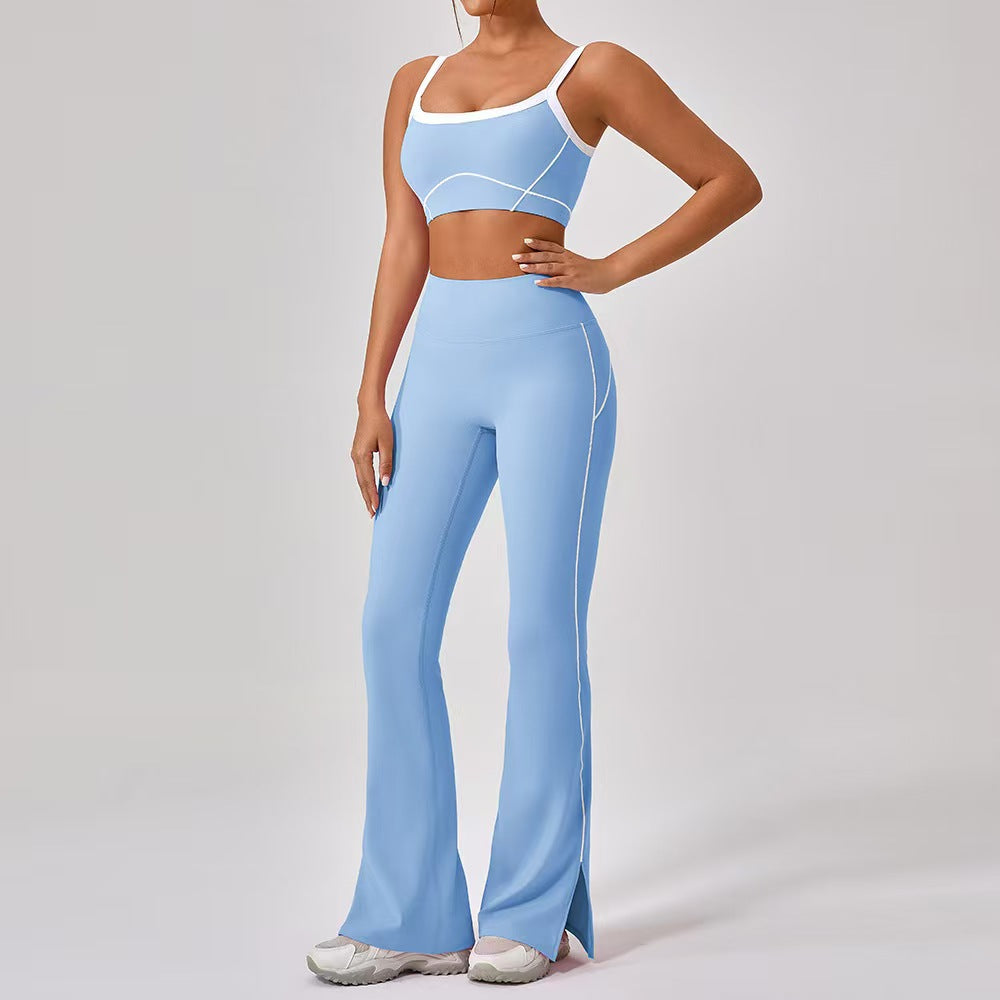 T588-214  Shoulder straps, contrasting colors, pants, shorts, yoga clothes, camisoles, fitness clothes