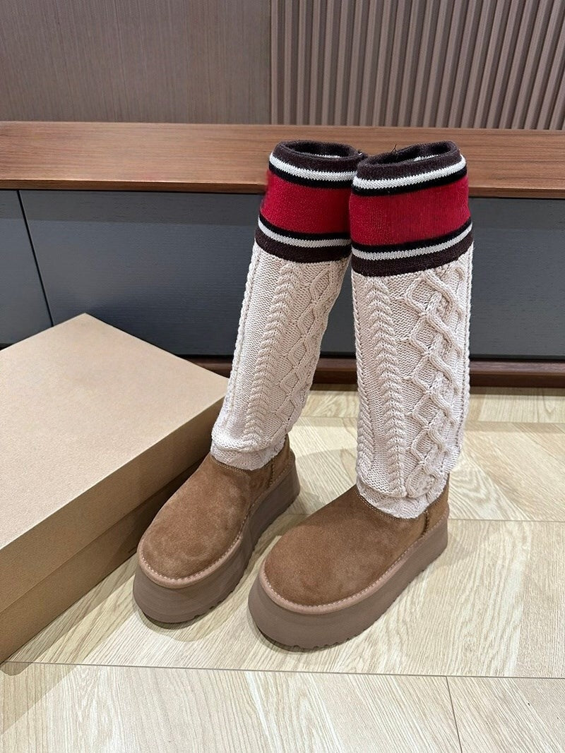T588-717 Long tube height increasing woolen socks with added fleece-TG