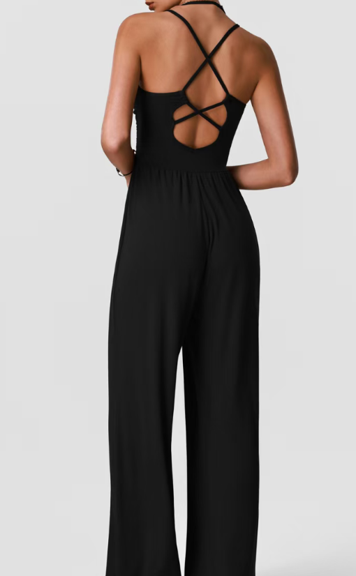 T588-1145 Strap hanging neck European yoga suit jumpsuit for sports and leisure