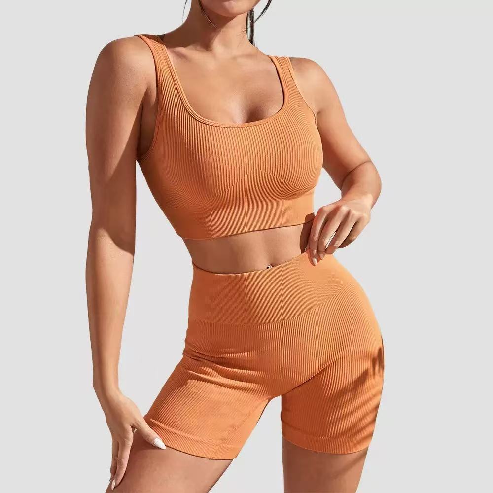 T588-976  Colorful shorts vest set yoga set