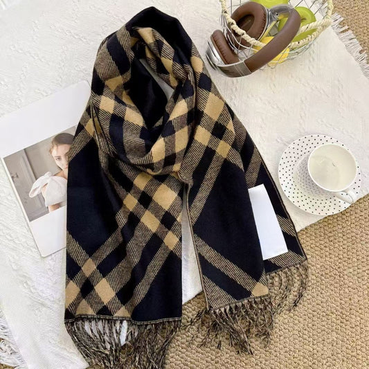 T588-791   Autumn and winter plaid scarf imitation cashmere double-sided thickened plaid