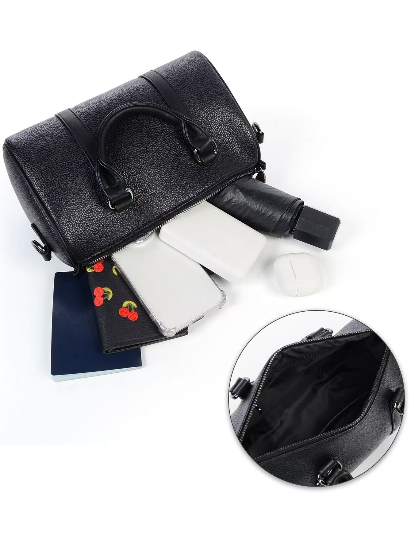 T588-741   Handbag, stylish and beautiful, all black leather