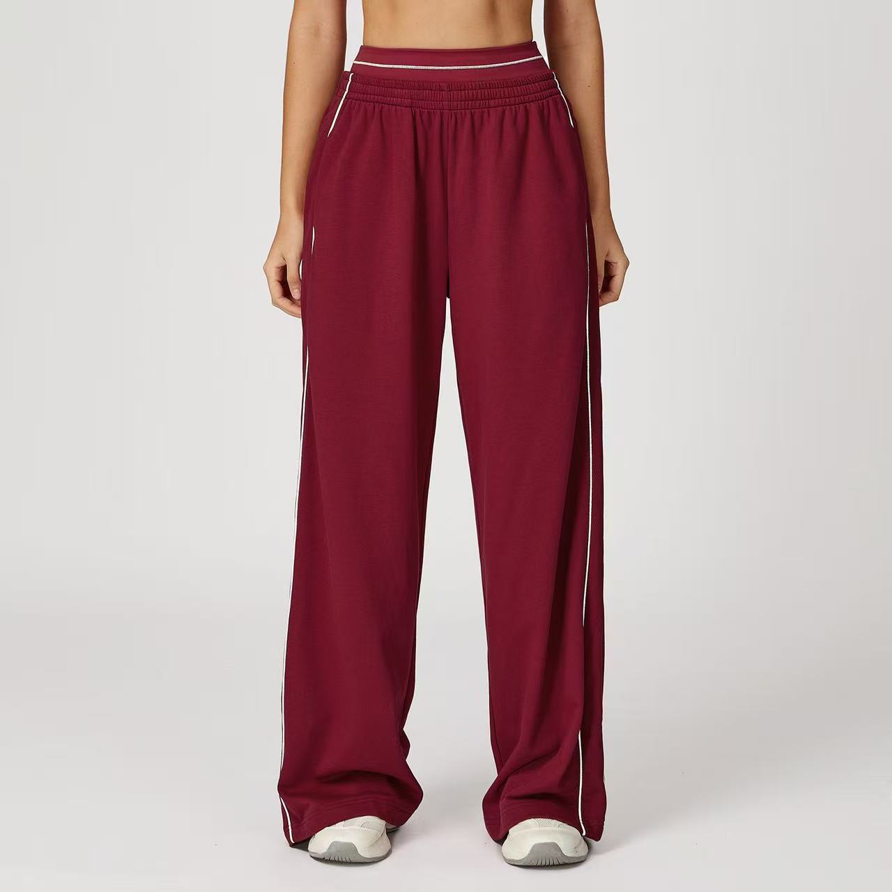 T588-901 High waisted straight leg sweatpants for outdoor casual wear